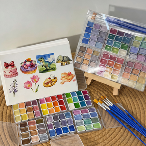 Set de Pintura de Acuarela Sólida de 72 Colores, 6 Cajas de 12 Colores con Pinceles y Delineador, Kit de Arte <span class=keywords><strong>para</strong></span> Principiantes y Estudiantes <span class=keywords><strong>para</strong></span> Pintura DIY - Product Image 1