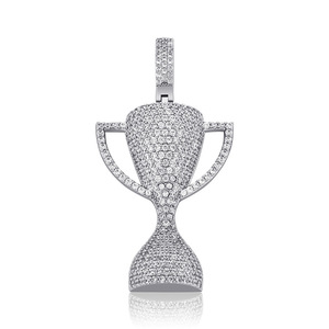 Joyería Hiphop para hombre, collar con colgante de trofeo helado de piedra CZ 3A con logotipo personalizado, opciones de cuerda y cadena - Product Image 5