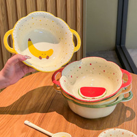 Grand bol à dessert en céramique émaillée, modèle 2025, design moderne, double anse, pour fruits, croissants et pâtes, haute qualité esthétique