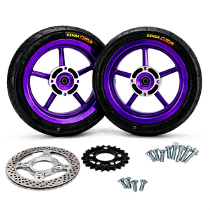 Nuevo Juego de Ruedas para Motocicleta Supermoto HSKabin de 12 Pulgadas, Color Morado, Delantera 90/90-12 110/70-12, Trasera 120/70-12, Sin Cámara - Product Image 1