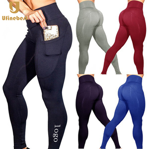 Leggings de Yoga para <span class=keywords><strong>Mujer</strong></span> con Logotipo Personalizado, Cintura Alta, Económicos, para Gimnasio, Fitness, Yoga, con Efecto Levanta Glúteos y Bolsillos - Product Image 1