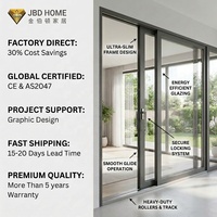 Porte Scorrevoli NFRC per Villa di Lusso, con Vetro Isolante Termico, Moderne in Alluminio Nero, per Esterni, Resistenti, Grandi per Balcone