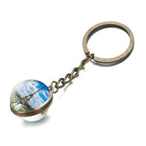 Romantique <span class=keywords><strong>Paris</strong></span> Tour Eiffel Art <span class=keywords><strong>Photo</strong></span> Double Face Boule De Verre Pendentif Voiture Mignon Sac Accessoires Porte-clés - Product Image 2