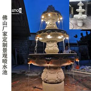 Bassin d'<span class=keywords><strong>eau</strong></span> ovale en pierre artificielle pour la décoration de la cour, <span class=keywords><strong>fontaine</strong></span> en pierre <span class=keywords><strong>lumineuse</strong></span> pour l'extérieur - Product Image 4