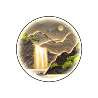 Peinture décorative circulaire de paysage de montagne avec diamants acryliques pour la décoration de salon Vente directe d'usine
