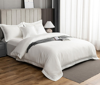 Parure de lit d'hôtel 5 étoiles, linge blanc de luxe, doux comme du coton 100%, satin uni, housse de couette, draps de lit d'hôtel
