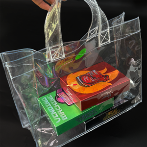 Großhandel transparente <span class=keywords><strong>PVC</strong></span> Einkaufstaschen Verpackung-wasserdichte Kunststoff-Geschenkt üten für Lebensmittel mit benutzer definierten Logo-Druck - Product Image 6