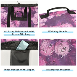 Bolsa de Lavandería Plegable de Nailon con Estampado de Flor de Hibisco, Cesto para Ropa Sucia, Mochila de Lavandería con Logotipo Personalizado - Product Image 2