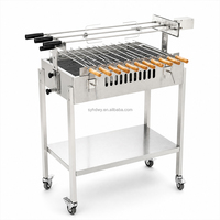 Barbecue pliant motorisé en acier inoxydable HDC01 à hauteur réglable avec bouton de sécurité flamme et conception facile à nettoyer