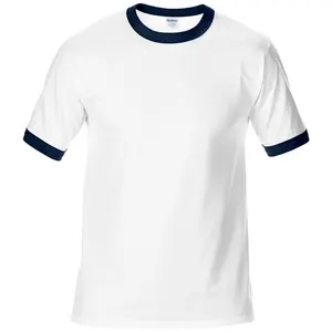 2021 yeni tasarım kontrast yaka % 100% pamuk yuvarlak boyun T shirt