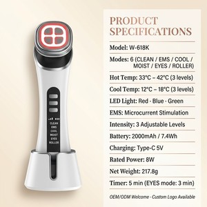 Dispositivo de Masaje Facial <span class=keywords><strong>6</strong></span> en <span class=keywords><strong>1</strong></span> OEM, Masajeador Facial en V con Enfriamiento, Vibración, Masajeador Eléctrico de Belleza para Lifting Facial y de Cuello - Product Image 5