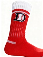 Chaussettes de baseball en coton rouge vif à motif brodé pour enfants et jeunes – Qualité supérieure pour équipes professionnelles, idéales pour l'automne