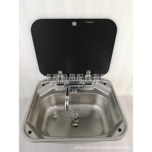GR-586 420*370*145mm Couvercle en verre trempé avec évier en acier inoxydable Utilisation marine pour VR et yachts - Product Image 4