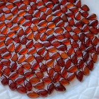 Pabrik langsung Natural Orange Garnet Teardrop Cabochons 7x11mm ukuran standar datar bawah longgar permata Inlay/kawat pembungkus