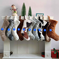 2025 nouveau Style en gros sac cadeau de noël vache décoratif fausse fourrure bas de noël pour la broderie