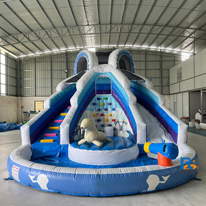 Toboggan aquatique gonflable pour enfants avec des animaux amusants, châteaux gonflables de dessin animé, toboggan aquatique gonflable pour les fêtes d'enfants - Product Image 1