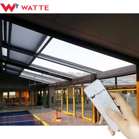 Système de Toit Ouvrant en Verre Rétractable Électrique en Aluminium Moderne Télécommande Protection Solaire pour Terrasse Patio Pergola Toit Plat