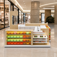 Présentoir de confiseries en bois pour centre commercial avec éclairage LED pour les boutiques de snacks et les commerces de détail