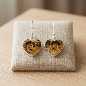 Healing Charm Crystal Handmade Hot Sale Women's Vintage Style Sterling <b>Silver</b> Ammonite Natural Stone Heart Shape <b>Drop</b> <b>Earrings</b> - Product Image 2
