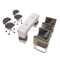 Meubles de salon de luxe de haute qualité modernes Bureau de manucure en bois blanc avec table à ongles pour salons de beauté Technicien en ongles professionnel