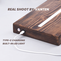 Étagères flottantes rechargeables en noyer noir avec éclairage LED, commande tactile, étagères lumineuses en bois massif personnalisées pour l'affichage