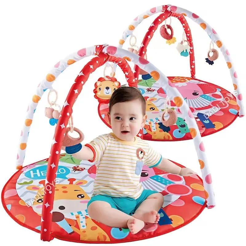Infant Colorful Round Baby Play Mats Fitness Frame Soft Cotton Fabric Foldable Play Equipment Baby Play Mat