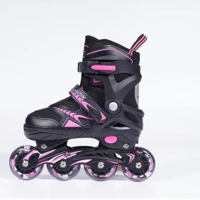 New arrival kids adjustable inline skates flashing roller 4 wheels roller skates thickness aluminium alloy chassis patines