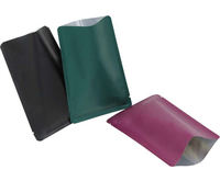Sac Ziplock en feuille d'aluminium à dessus ouvert noir mat pochette d'emballage de cosmétiques de thermoscellage pour les perles de paillettes de poudre d'ongle 100pcs