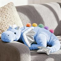 Peluche Dragon Dormant Arc-en-ciel Bleu de 36 Pouces, Grande Peluche Dragon Douce pour Chiens et Chats