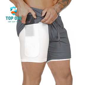 Pantalones cortos para correr TopOne para hombre, pantalones cortos de entrenamiento 2 en 1 para gimnasio de secado rápido para hombres con bolsillos para teléfono - Product Image 6
