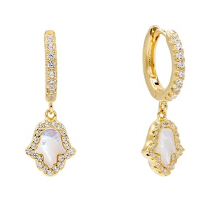 Multi colore bianco blu rosso smalto a mano pendente orecchino gioielli hama hama Lucky hama Mini CZ lastricato orecchino a goccia per le donne ragazze regalo - Product Image 1