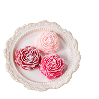 Handgemachte Umweltfreundliche Sojawachs-Kerze mit Pfingstrosenblüten-Design Geschenkbox Süßer Persimonenduft für Frauen Geburtstag Erntedank Weihnachten