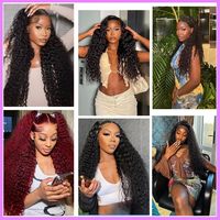 Perruques Lace Front 13X6 Deep Wave à 250% de densité, bouclées, effet mouillé, dentelle HD, pré-épilées, sans mélange synthétique, sans nœuds, sans perte de cheveux