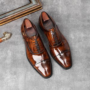 Nuevos Zapatos Formales de Negocios para Hombre, Elegantes, de Cuero, Color Cobre Retro, con Cordones, Antideslizantes y Transpirables para Oficina - Product Image 3