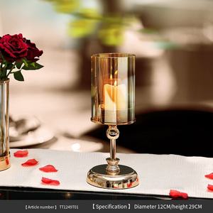 批发价格欧式金属烛台金色玻璃烛台工艺品复古家居装饰品 - Product Image 6