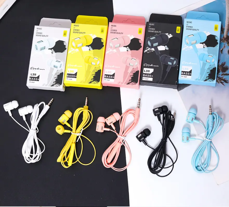 RUNYU 3.5mm Wired Headset in-ear Android Mobile Computer Heavy Bass Earphones High Elastic Cable Microphone Sports Headphones