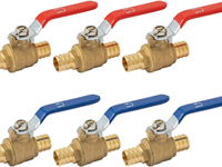 Robinet à compression en laiton sans plomb, raccord PEX 3/4, pour eau chaude/froide, avec levier d'arrêt rouge/bleu, système de plomberie, usine OEM