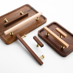 Beech <b>Walnut</b> <b>Cabinet</b> Drawer Handles Brass Single Hole Scandinavian Style Furniture Handle - Product Image 4