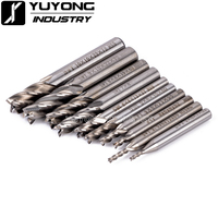 10 unids/set HSS 4 flauta 2/2 5/3/4/5/6/7/8/9/10mm final molino mango recto Router brocas de carpintería para fresado de herramienta de corte