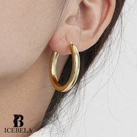 Bijoux personnalisés, boucles d'oreilles créoles classiques plaquées or 18 carats, boucles d'oreilles créoles fines en or et argent pour femmes