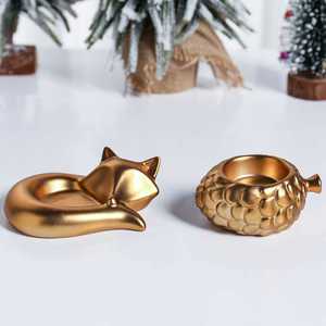 En promotion : Figurine et porte-bougie en céramique sur le thème de la forêt, Statue de pignon de <span class=keywords><strong>pin</strong></span>, de gland et d'écureuil pour la décoration intérieure automne-hiver-Noë<span class=keywords><strong>l</strong></span> - Product Image 3