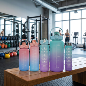 Botella de Agua Deportiva Portátil con Degradado de Color, Juego de 3 Piezas, Motivacional, 3 en 1, 280ML, 900ML, 2000ML, Ecológica, de PC - Product Image 3