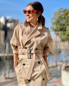 Vêtements pour femmes SHENZHU, nouvelle collection printemps 2023, veste coupe-vent courte décontractée rétro avec <span class=keywords><strong>ceinture</strong></span>, col en V, vente en gros 2010716 - Product Image 3