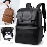 Tas Ransel Kulit PU Vintage untuk Pria Kapasitas Besar 15.6 Inch Tas Laptop Kasual Tas Perjalanan