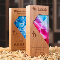 Trophée en bois personnalisé avec impression UV, gravé à la main, style sportif, pour anniversaire d'entreprise et événements