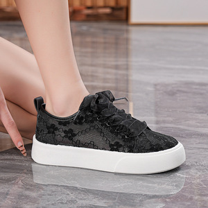 Summer Lace Mesh Sneakers, Light White Canvas Shoes for Women, Breathable Platform Sneakers - Product Image 2