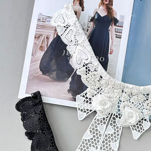 Lussuosa alta qualità Ultra leggera fibra di poliestere ricamata fiori da cucire falsi colletto accessori - Product Image 3