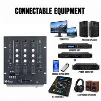 VOXFULL M4USB Mixer Scratch 3-Kanal untuk Meja DJ dengan Input USB, BT & 6 Input Audio, Dirancang untuk DJ