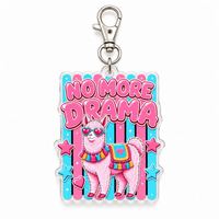 Porte-clés Llama en gros : « Fini les drames » – Breloque en acrylique, cadeau humoristique animalier, vente en gros