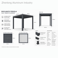 Wasserdichte Aluminium-Pergola mit Lamellendach und Entwässerungssystem 3x6m Outdoor-Pavillon für Garten, Carport oder Autoüberdachung
